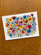 Wild Flowers original watercolor painting on textured paper