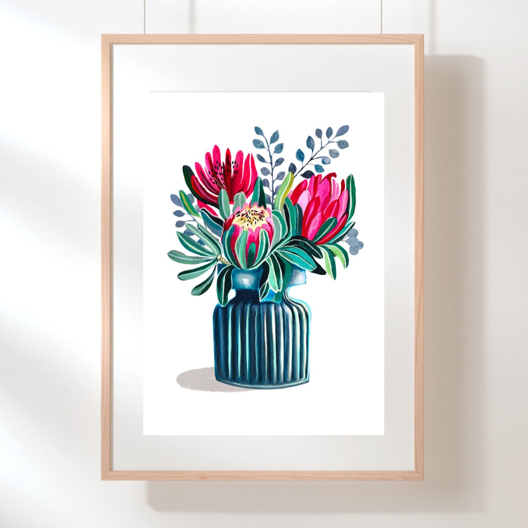 Proteas painting, proteas Art print, by KKArts