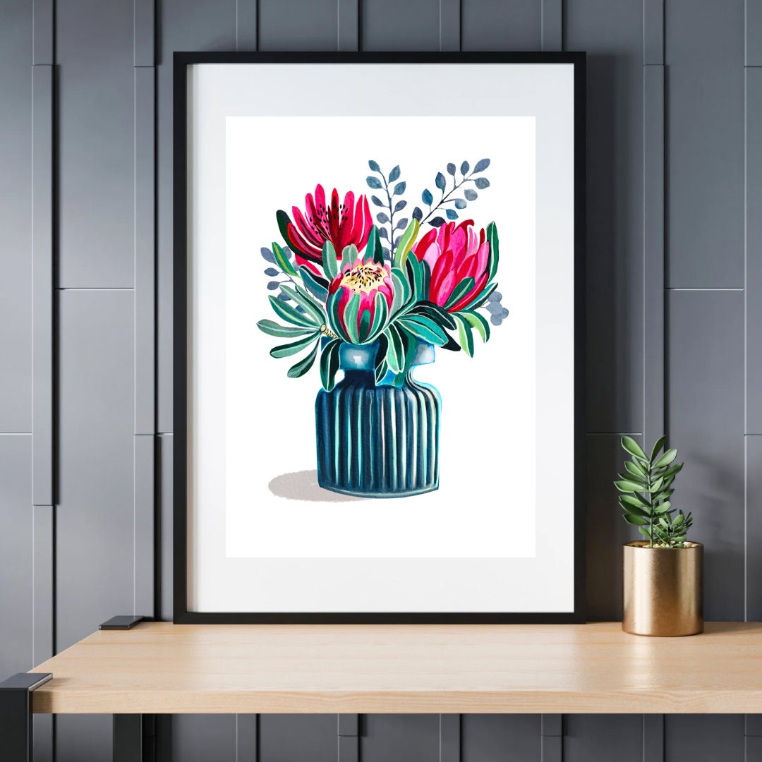 Proteas painting, proteas Art print, by KKArts