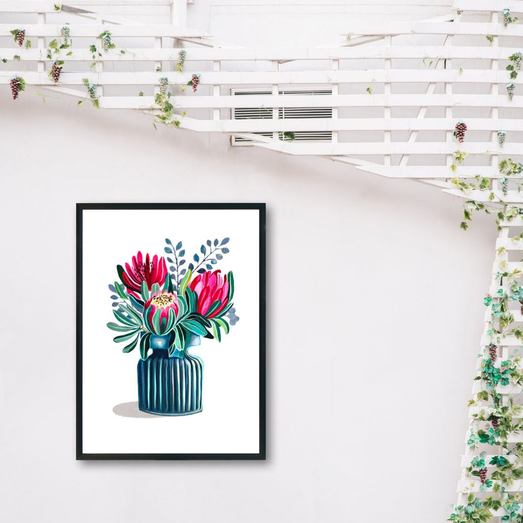 Proteas painting, proteas Art print, by KKArts