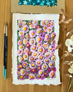 Original Gouache Daisies Painting on Handmade Paper