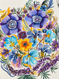 Original Gouache Blumen Malerei auf Papier