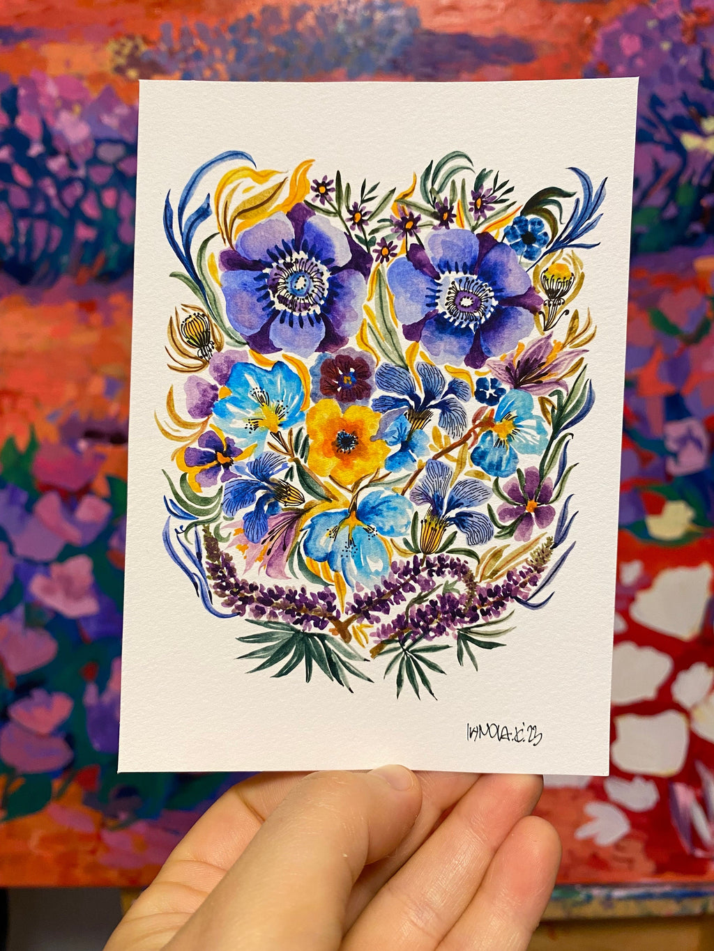Wildflower Watercolor Art Print: Textured Floral Illustration