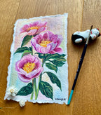 Peony painting, Original peony gouache painting on rough paper