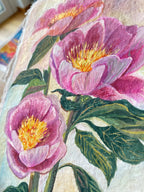 Peony painting, Original peony gouache painting on rough paper
