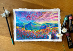 Original Gouache Landscape Painting on Handmade Paper
