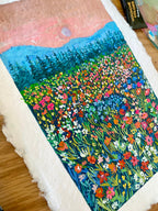Original Gouache Flowers Painting on Handmade Paper