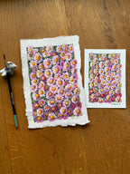 Original Gouache Daisies Painting on Handmade Paper