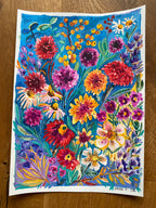 Original Gouache Flowers Painting on paper