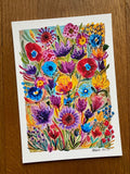Original Gouache Blumen Malerei auf Papier