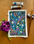 Wildblumen-Malerei, Original-Gouache auf rauem Papier