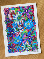 Original Gouache Blumen Malerei auf Papier