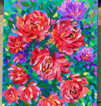Original textured art, Floral Painting on stretched canvas, ready to hang