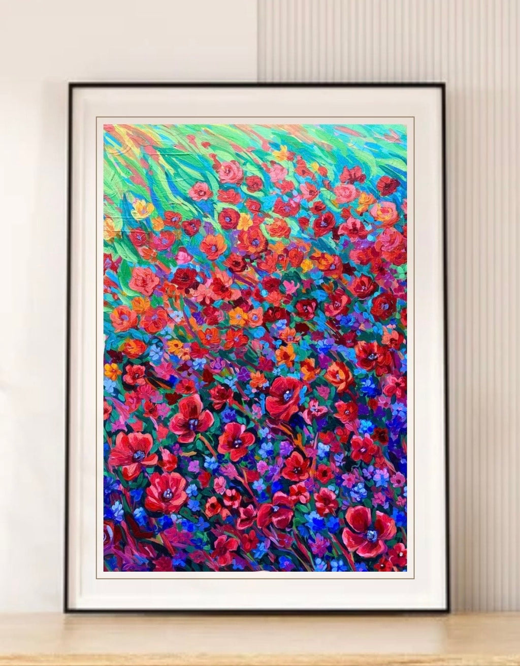 Original Floral Landscape Painting: Impressionist Acrylics & Oil (12x15" Canvas)