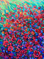 Original Floral Landscape Painting: Impressionist Acrylics & Oil (12x15" Canvas)