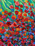 Original Floral Landscape Painting: Impressionist Acrylics & Oil (12x15" Canvas)