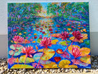 Waterlilies original oil painting, ready to hang canvas