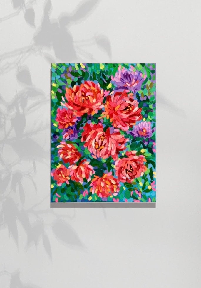 Original textured art, Floral Painting on stretched canvas, ready to hang