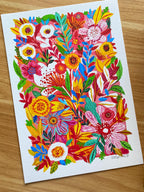 "Wild vibrant garden flowers" —  Giclée Art Print | Katerina Ivanova