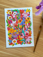 "Wild vibrant garden flowers" —  Giclée Art Print | Katerina Ivanova