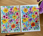 Original Gouache Flowers Painting: Colorful Garden Art on Arches Paper