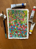 Wild flowers painting, Original gouache painting on rough paper