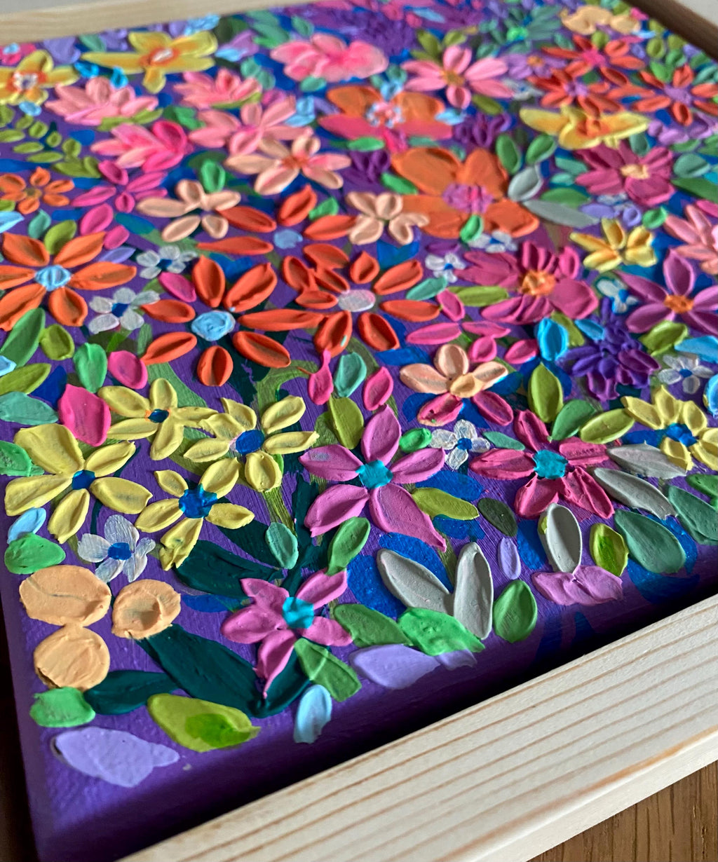Textured Floral Painting on Canvas Set: Framed Acrylic Canvas Art
