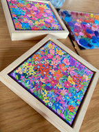 Textured Floral Painting on Canvas Set: Framed Acrylic Canvas Art