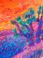 Original oil painting Vibrant Joshua trees in impressionism and expressionism