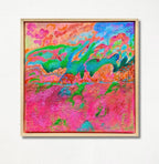 Original Framed Abstract Acrylic & Oil Painting on Canvas, Framed