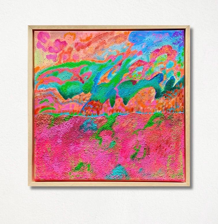 Original Framed Abstract art Painting Acrylic & Oil on Canvas, Framed
