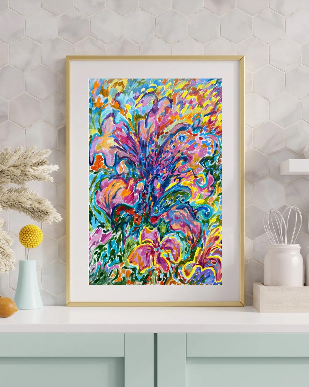 Original floral oil painting in Impressionism on canvas paper