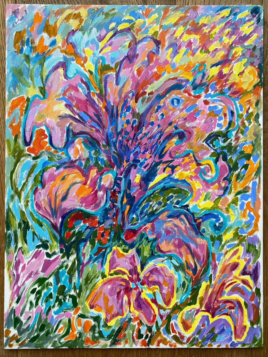 Original floral oil painting in Impressionism on canvas paper