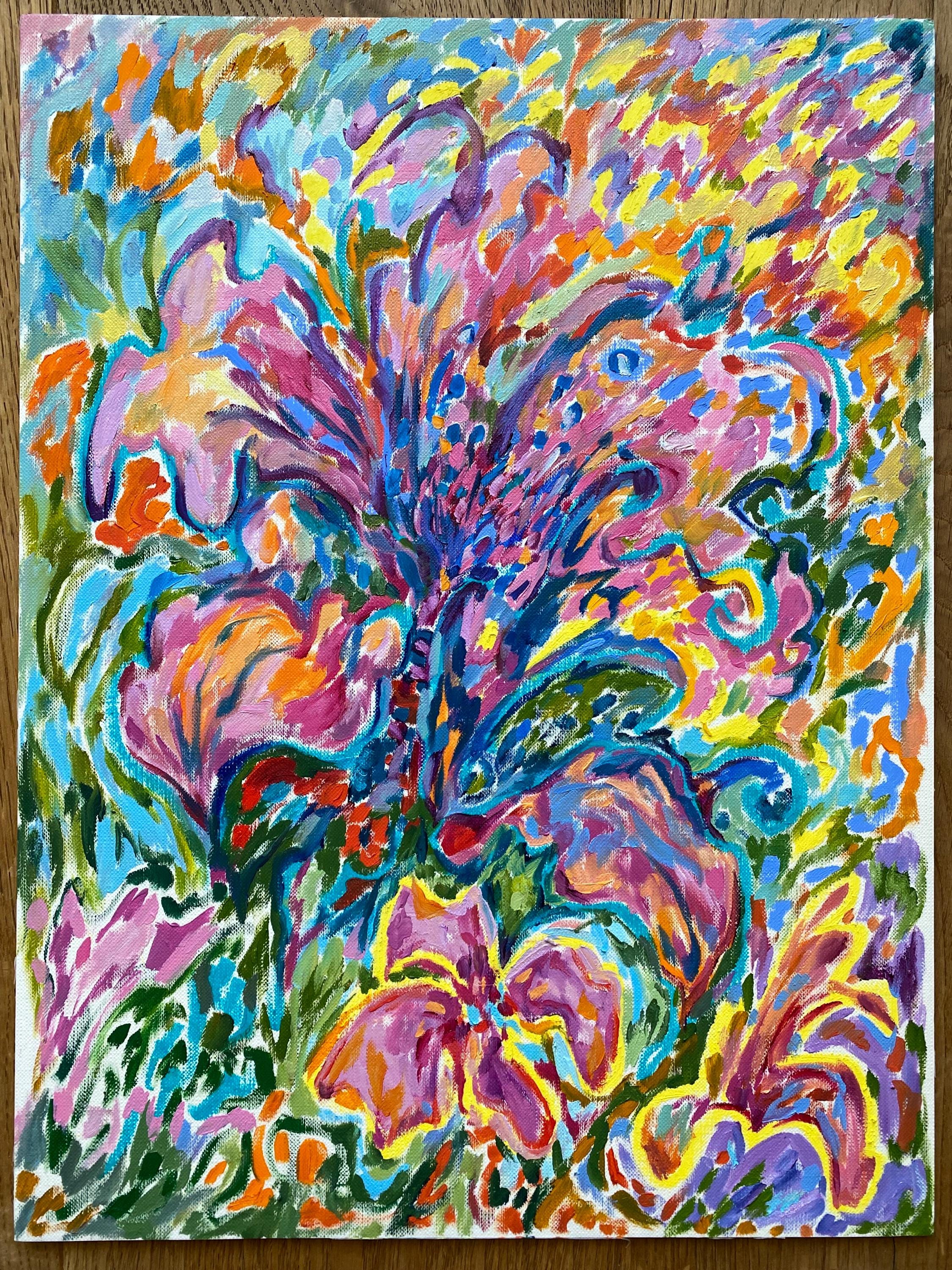 Original floral oil painting in Impressionism on canvas paper