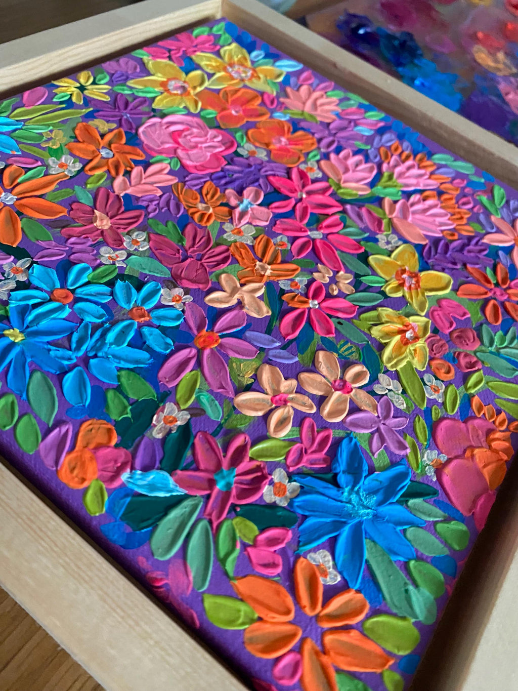 Textured Floral Painting on Canvas Set: Framed Acrylic Canvas Art