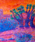 Original oil painting Vibrant Joshua trees in impressionism and expressionism