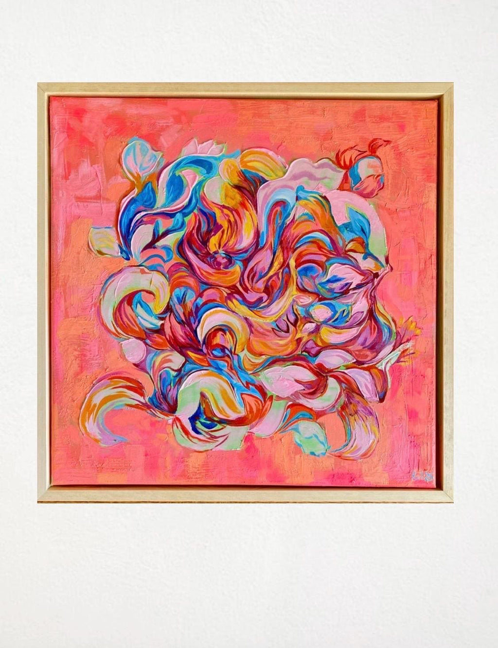 Original framed Abstract Painting, Happiness painting in Acrylic and Oil on Canvas