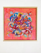 Original framed Abstract Painting, Happiness painting in Acrylic and Oil on Canvas