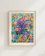Original floral oil painting in Impressionism on canvas paper