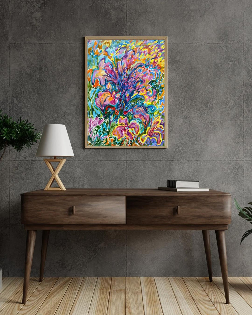 Original floral oil painting in Impressionism on canvas paper