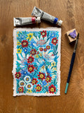 Wild winter flowers painting, Original gouache painting on rough paper