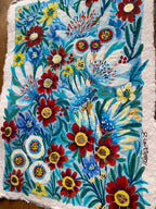 Wild winter flowers painting, Original gouache painting on rough paper