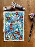 Original Gouache Blumen Malerei auf Papier