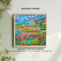 Framed Impressionist Original Oil Painting, Colorful Floral Landscape (19.6" x 19.6")