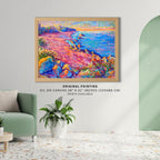 Original oil painting, calm sunrise on the shoreline, in impressionism, shoreline landscape,