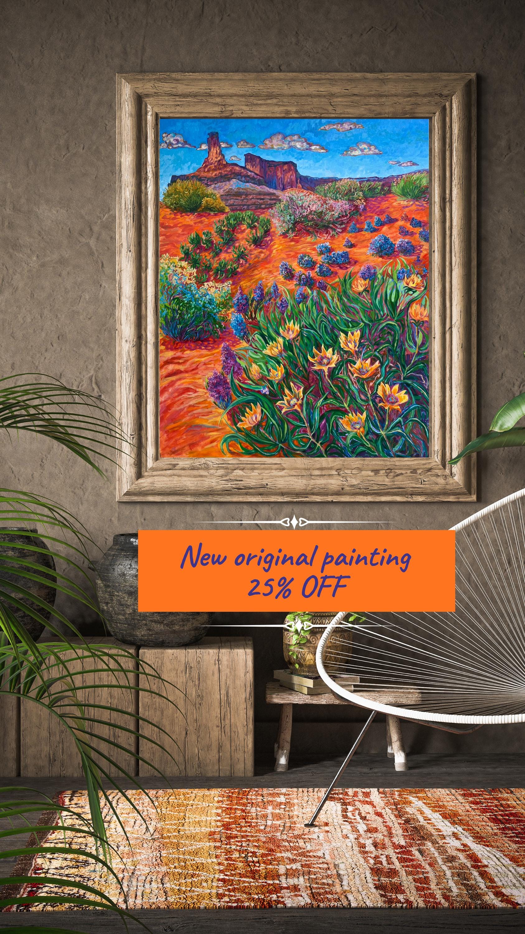 Cosmic Orange Desert Landscape Art Print: Impressionism, Expressionism