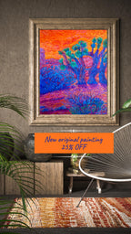 Original oil painting Vibrant Joshua trees in impressionism and expressionism
