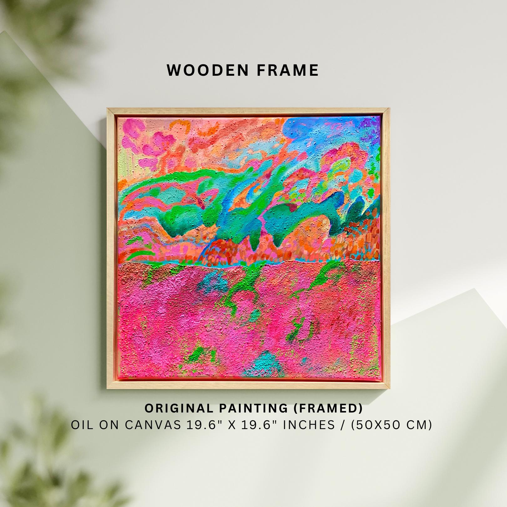 Original Framed Abstract art Painting Acrylic & Oil on Canvas, Framed