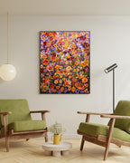 Original Floral gouache acrylic painting in Gustav Klimt style, maximalism style
