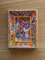 Framed Garden flowers painting, Original gouache paintings on canvas and frames